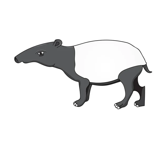 Tapir hayvan yan duruyor — Stok Vektör