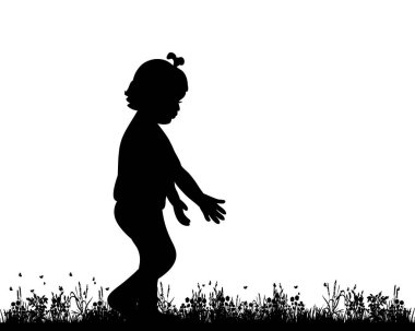  izole siluet çocuk