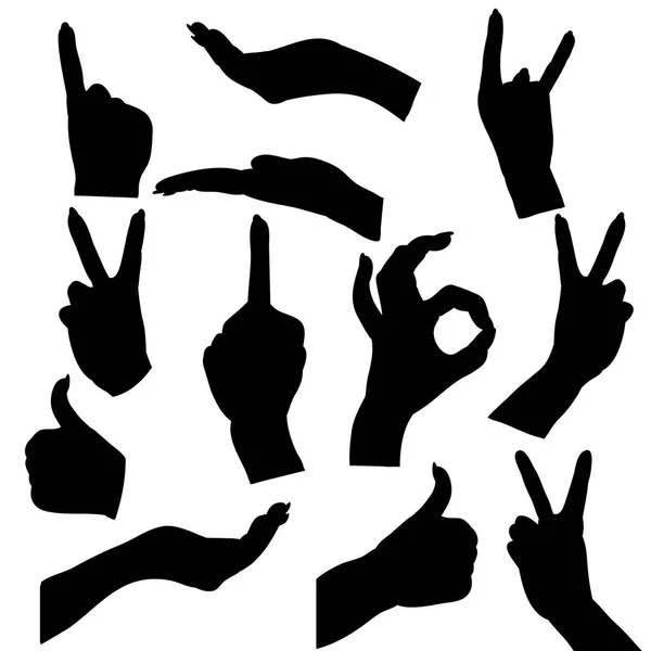 Silhouette Hand signs — Stock Vector