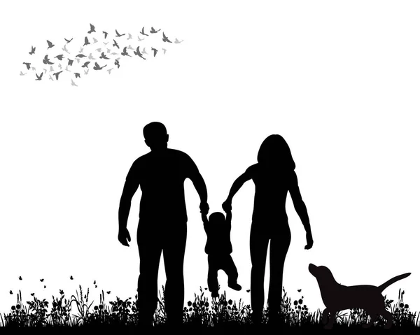  siluet aile yürüyüş