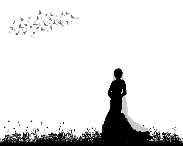 Silhouette der Hochzeit — Stockvektor