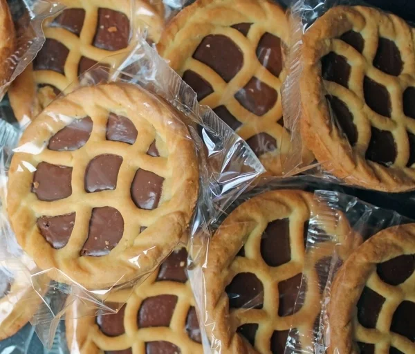 Pequenos Lanches Torta Chocolate Embalados — Fotografia de Stock