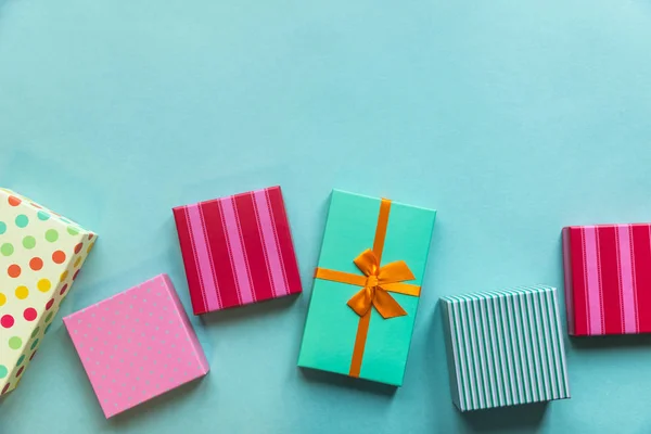 Holidays Giftboxes Pastel Mint Background Mother Day Christmas Birthday — Stock Photo, Image