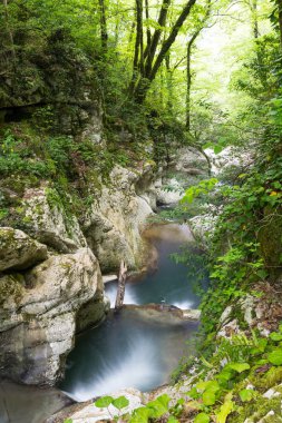 Beyaz kayalıklarda ayaklı nehir yatağı