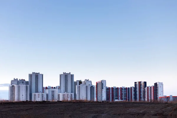 Paisaje Urbano Moderno Nuevo Edificio Para Personas Que Viven Puesta — Foto de Stock