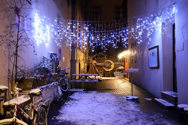 Hygge christmas winter backyard cafe