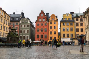 Ekim 2017, Stockholm, İsveç. Gamla stan 'da Stortorget yeri