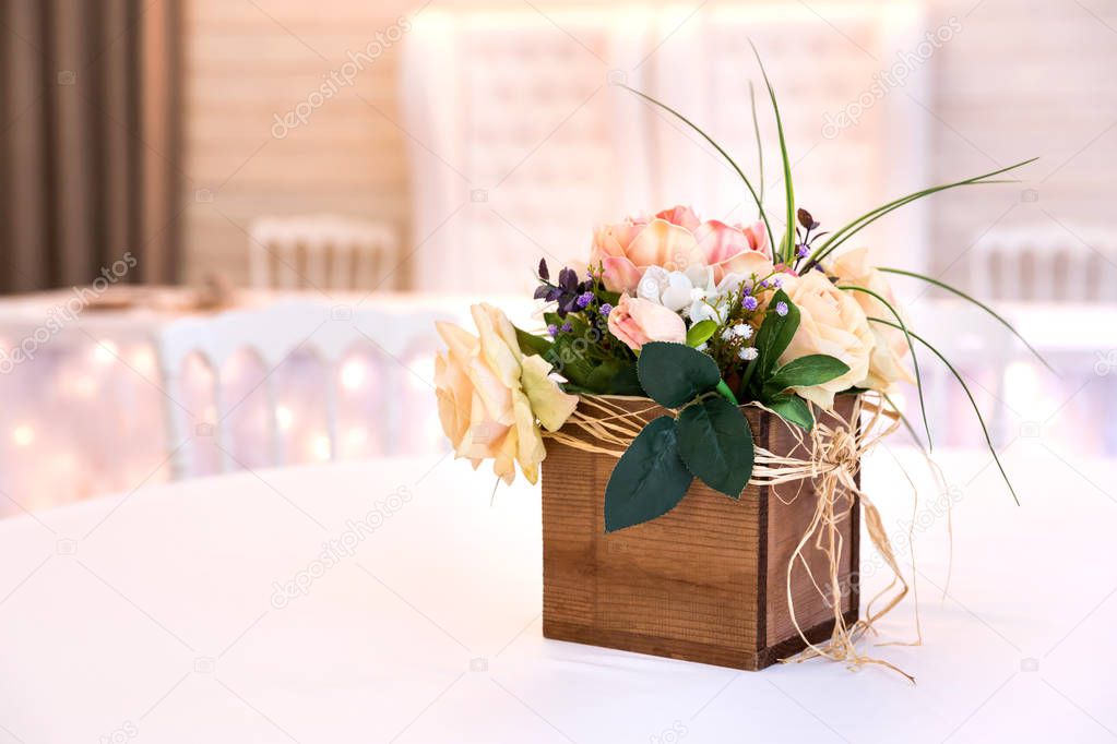 Wedding guests able decor floristic composition