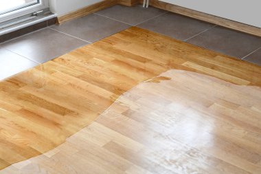 Parketin başladığı odanın ayrıntıları. Vernik parke