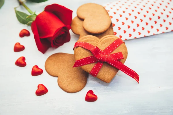 Szív alakú cookie-kat, Rózsa — Stock Fotó