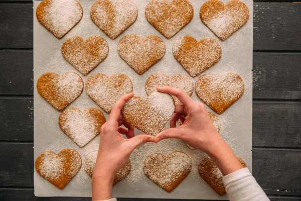 Biscoitos Forma Coração — Fotografia de Stock