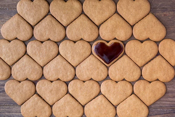 Heart shaped cookies background — Stock Photo, Image