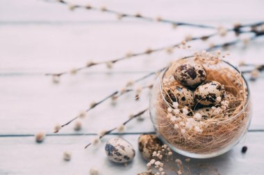  Rustik Ester arka plan küçük yumurta ile 