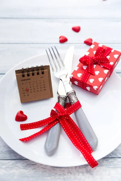 Mesa San Valentín Cena Romántica — Foto de Stock