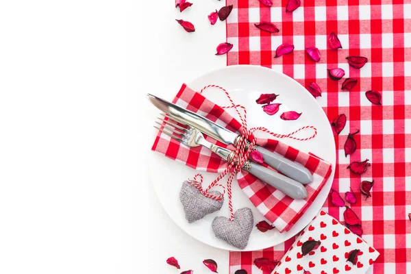 Concepto de cena romántica de San Valentín. Cubertería — Foto de Stock