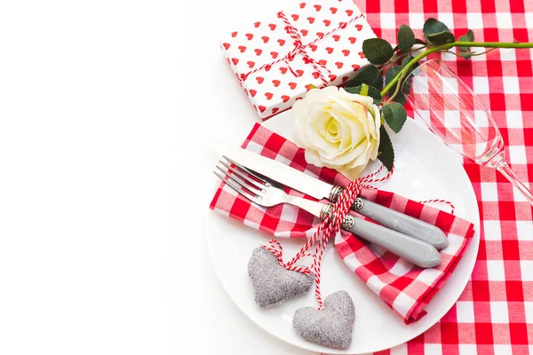 Concepto de cena romántica de San Valentín. Cubertería — Foto de Stock