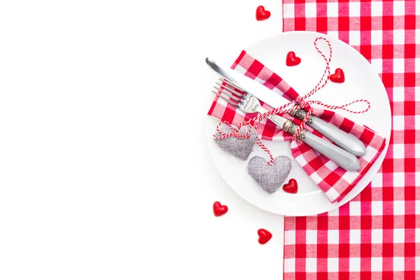 Concepto de cena romántica de San Valentín. Cubertería — Foto de Stock