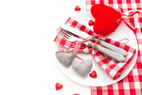 Valentine 's Romantic Dinner concept.Cutlery — стоковое фото