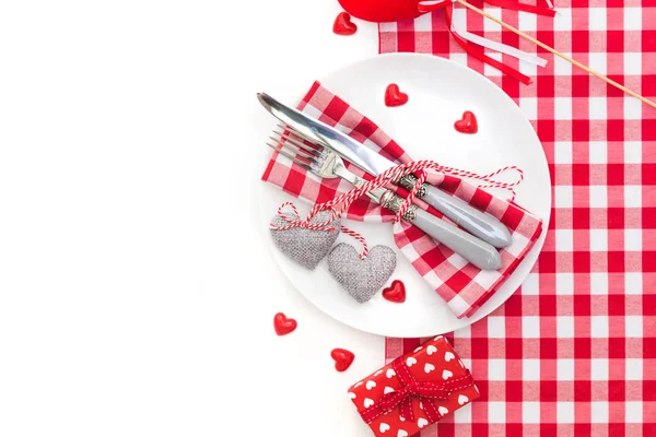 Concepto de cena romántica de San Valentín. Cubertería — Foto de Stock