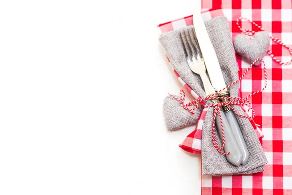 Concepto de cena romántica de San Valentín. Cubertería — Foto de Stock