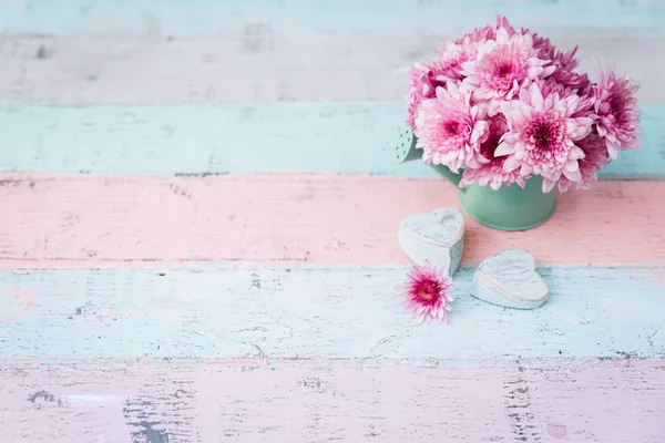 Summer Flowers in Watering pot with copy Space — Stock Photo, Image