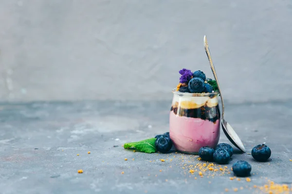 Fresh black forest cherry dessert in a glass — Stock Photo, Image