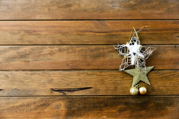 Décorations de Noël sur fond en bois. Espace de copie — Photo