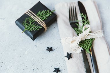 Noel tablo ayarı kavramı. Üstten Görünüm, kopya alanı 