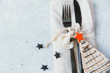 Noel tablo ayarı kavramı. Üstten Görünüm, kopya alanı 