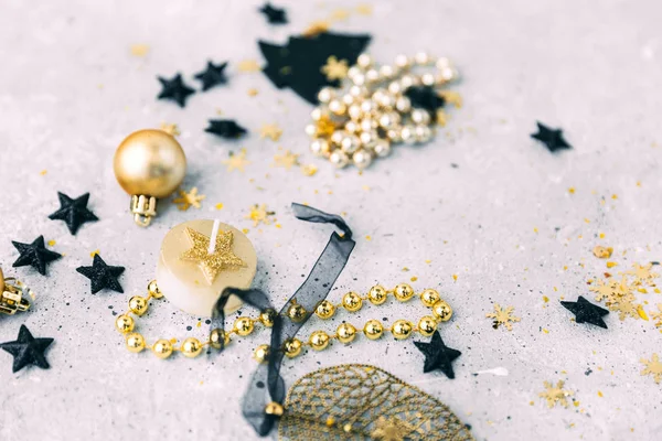 Decoraciones Navideñas Negro Oro — Foto de Stock