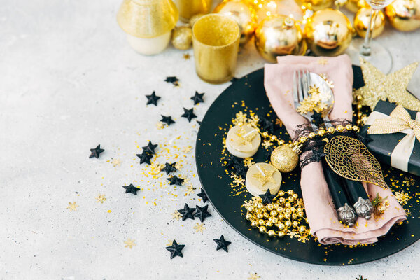 Decorated Christmas table setting