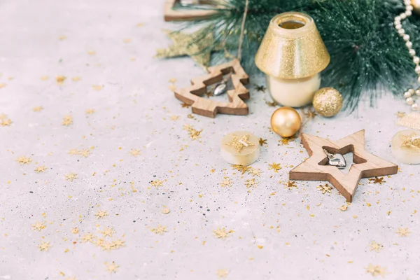 ゴールド トーンのクリスマス背景 — ストック写真