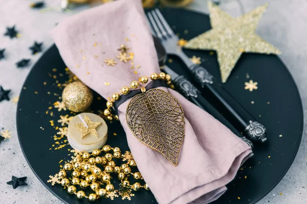 Cenário de mesa de Natal ou Feliz Ano Novo — Fotografia de Stock