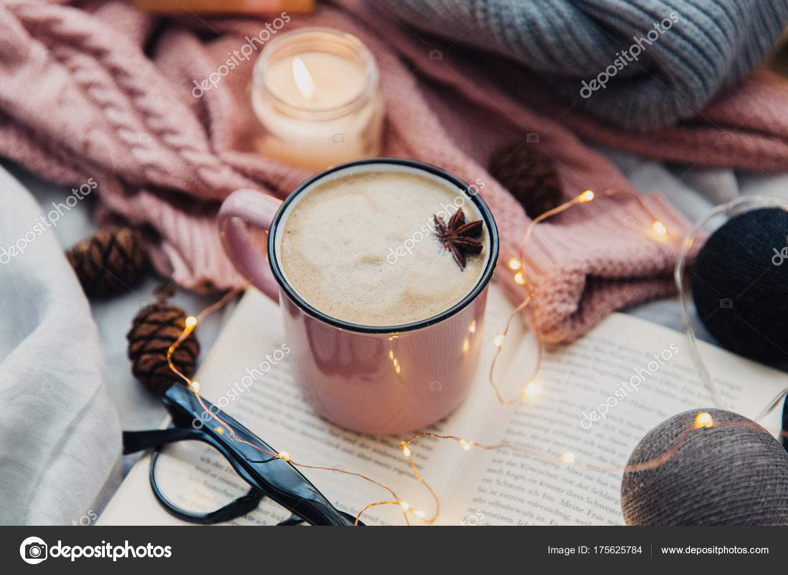 Cup Hot Coffee Holiday Cozy Home Concept Stock Photo by ©VictoriaBee