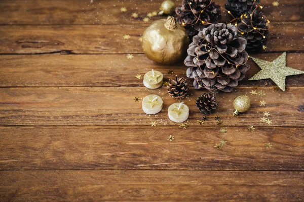 Natal Fundo Madeira Com Espaço Cópia — Fotografia de Stock