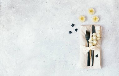 Noel tablo ayarı kavramı. Üstten Görünüm, kopya alanı 