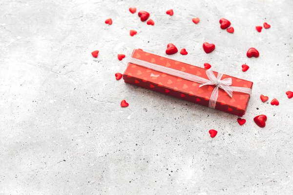 Gift box. The concept of the day of St. Valentine's, weddings, birthday, New Year, Christmas and other holidays