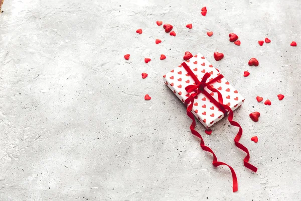 Presentes Coração Sentido Fundo Vintage Passado Valentine Deitado Vista Cima — Fotografia de Stock