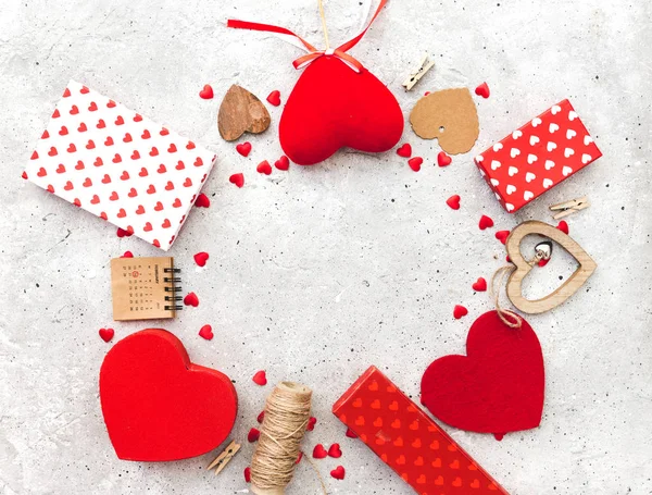 Coeurs Amour Boîtes Cadeaux Sur Fond Texture Vintage Valentines Concept — Photo