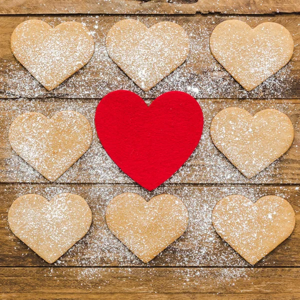 Biscuits Forme Cœur Pour Saint Valentin Vue Dessus — Photo