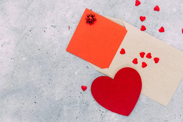 Coeur Avec Carte Message Concept Saint Valentin — Photo