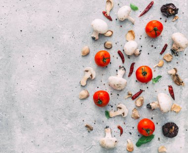 Mantar champignon. Düz yatıyordu kompozisyon