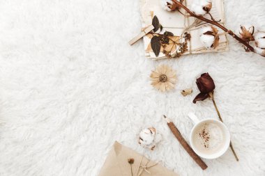 Blogger, rahat ev, hipster sabah, trendy tonlama için düz yatıyordu kompozisyon