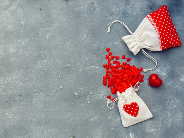 Sacco Cuoricini Rossi Sfondo Amore Romantico San Valentino Compleanno Vacanza — Foto Stock