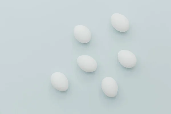Свіжі Яйця Пастельному Фоні Пласка Лежала Дизайн Візуальне Мистецтво Мінімалізм — стокове фото
