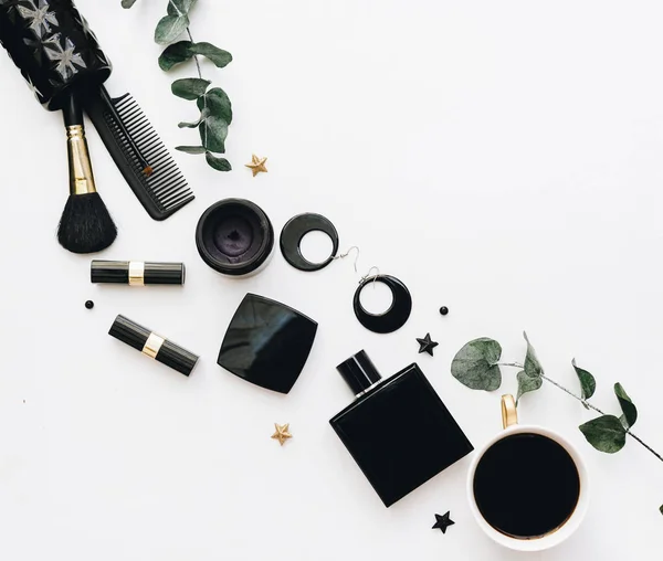 Flat Lay Accessories Women Beauty Blogger Concept — Stock Photo, Image