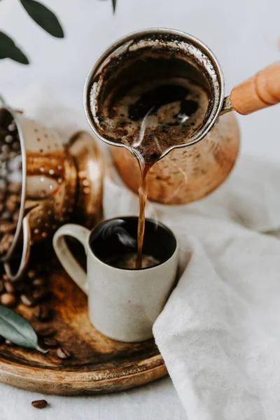 Hot Turkish Coffee Pot Morning Coffee — Stock Photo, Image