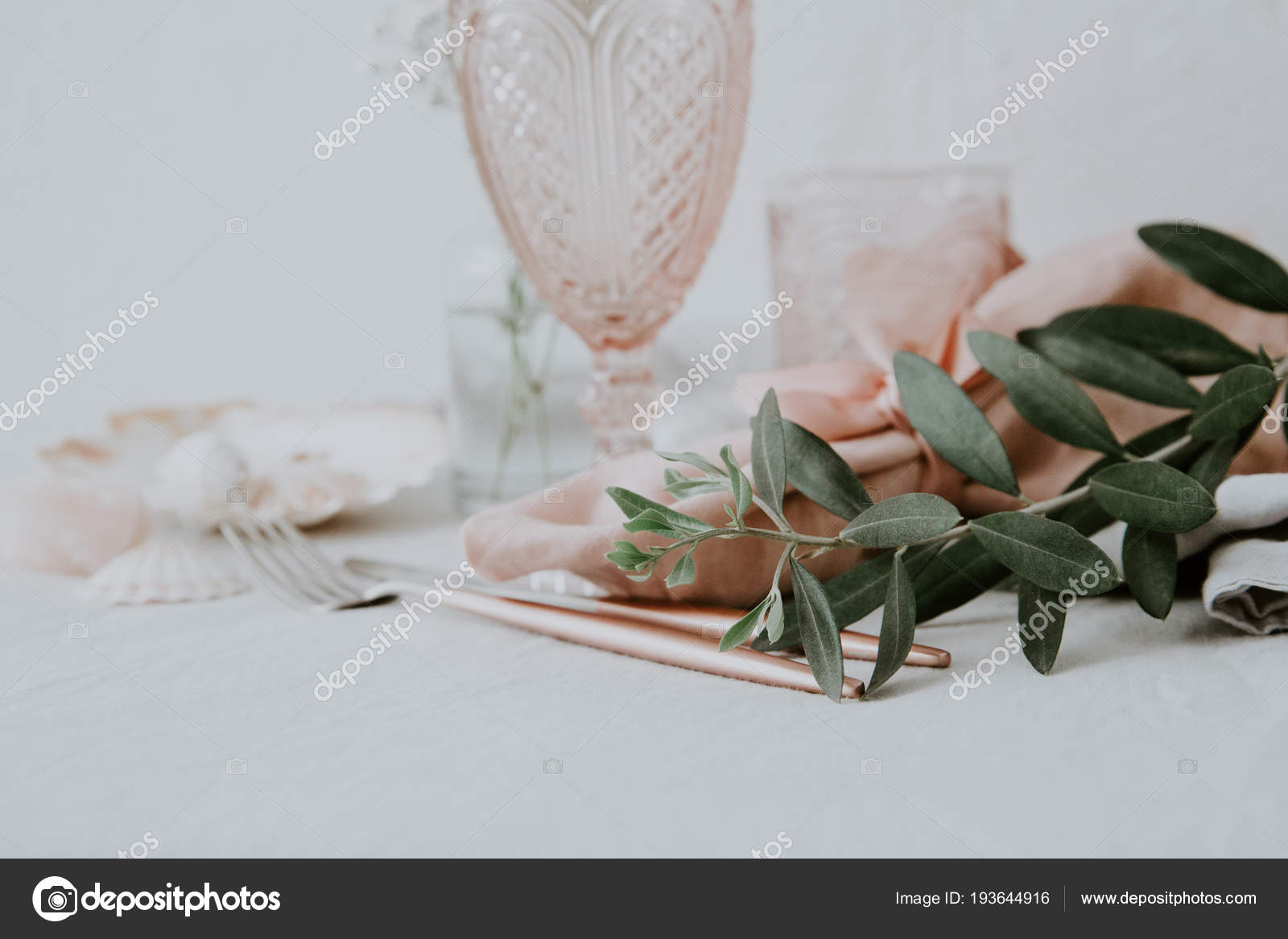 Seashells Vase Rustic Wedding Decorations Stock Photo