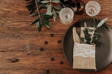 Rustik düğün süslemeleri ile plaka. Kırsal organik Eko Stil