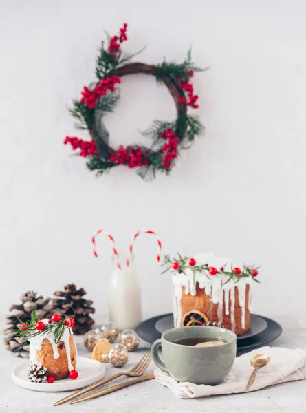 Pastel Tradicional Navidad Con Arándano Caliente —  Fotos de Stock